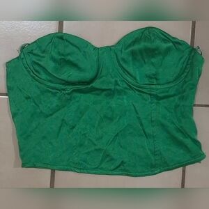 Zara Structured Bustier Crop Top – Emerald Green (S)